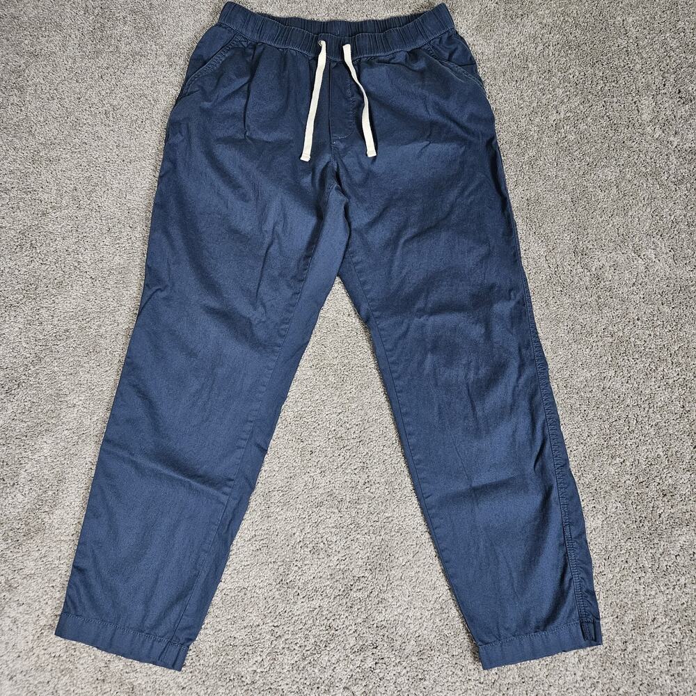 Pact Pants Womens L Blue Daily Twill Organic Joggers Tapered Leg Travel Hiking